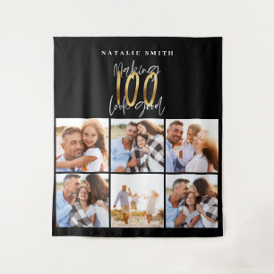 Tapete De Parede Colagem de fotos preto e dourado 100º aniversário