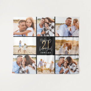 Tapete De Parede colagem de fotos preto e dourado moderno de aniver