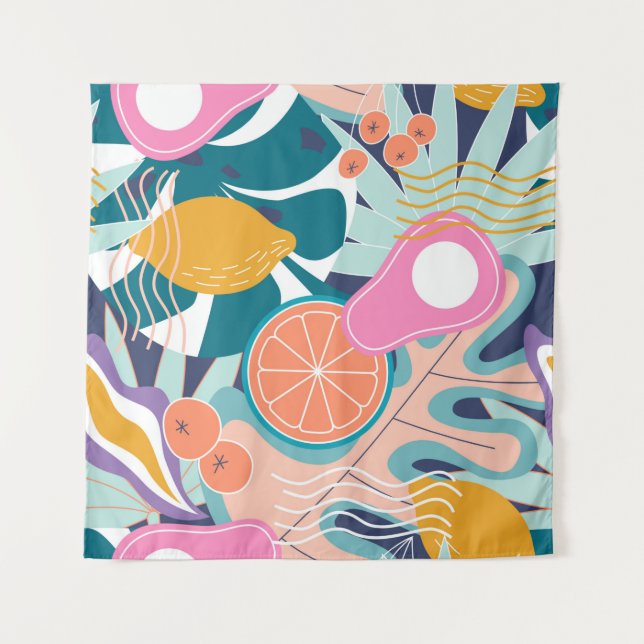 Tapete De Parede Colagem de um padrão floral uniforme moderno. Mode (Frente)