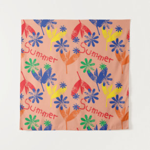Tapete De Parede Colagem floral colorida contemporânea de Verão com