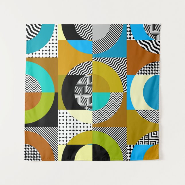 Tapete De Parede Colagem geométrica: círculos, padrão de colheita. (Frente)