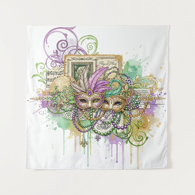 Tapete De Parede Colagem Splatter Mardi Gras (Frente)