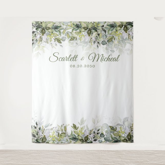 Tapete De Parede Colchões de Fundo Greenery Wedding (Frente)