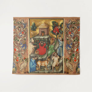 Tapete De Parede COLHEITA DE VINHA DE UVA MEDIEVAL Vinha de uva ant