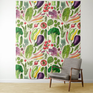 Tapete De Parede Colheita vegetal e herbácea no jardim a branco