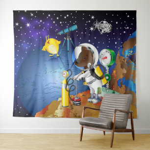 Tapete De Parede Colocação no espaço e alienígena com telescópio