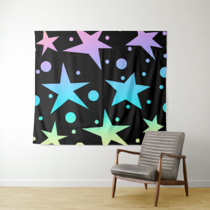 Tapete De Parede Coloração de Estrelas de Ombre e Bolinhas
