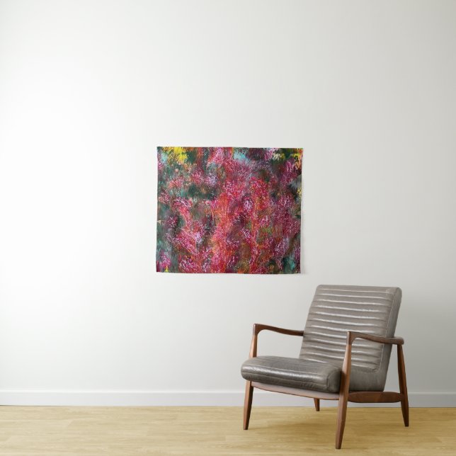Tapete De Parede Colorful Floral Abstract Painting Tapestry (In Situ (Horizontal))