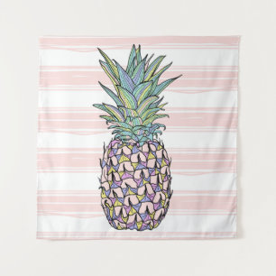 Tapete De Parede Colorful vintage pineapple illustration.