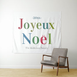 Tapete De Parede Colorida Joyeux Noel Natal Francês