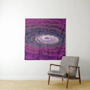 Tapete De Parede Colorido Floral Abstrato Arte Fractal Rosa Marcant