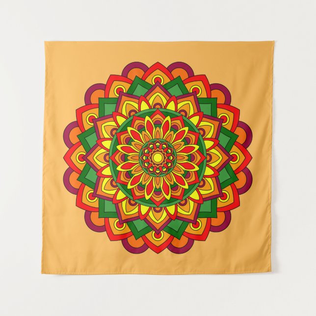 Tapete De Parede Colunas Floral Mandala Brilhantes (Frente)