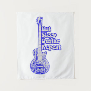 Tapete De Parede Comer dormir guitarra repetir. guitarra azul vinta