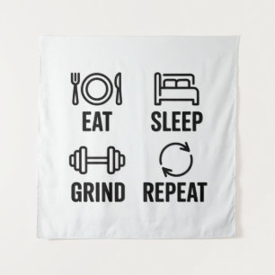 Tapete De Parede Comer. Dormir. Trabalhar. Repetir