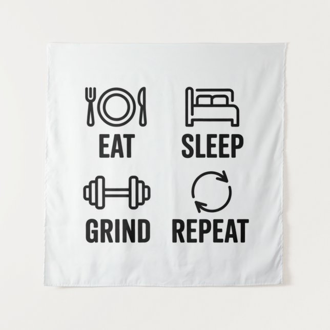 Tapete De Parede Comer. Dormir. Trabalhar. Repetir (Frente)