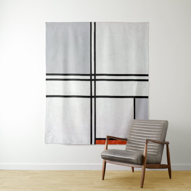 Tapete De Parede Composição (n.o 1) Cinza vermelha | Piet Mondrian  (In Situ)