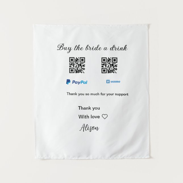 Tapete De Parede Comprar uma bebida para a noiva doação QR Venmo Pa (Frente)