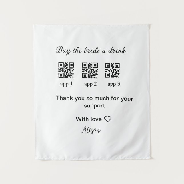 Tapete De Parede comprar uma bebida para a noiva ler código QR obri (Frente)