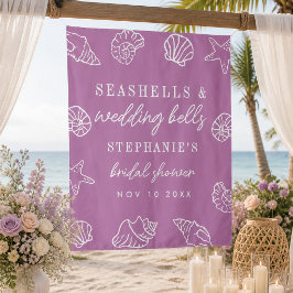 Tapete De Parede Conchas de Moluscos Sinos de Casamento Rosa Violet