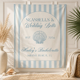 Tapete De Parede Conchas e Sininhos de Casamento Azul despedida de