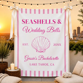 Tapete De Parede Conchas Marinhas e Sininhos de Casamento Chá de No