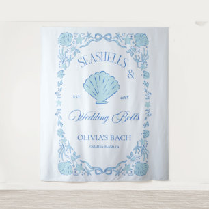 Tapete De Parede Conchas Marinhas & Sininhos de Casamento Despedida