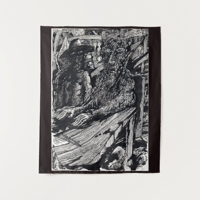 Tapete De Parede "Confesse!", desenho de tinta índia (Frente)