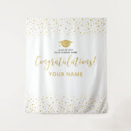 Tapete De Parede Confete Dourado e Branco | Formatura Parabéns