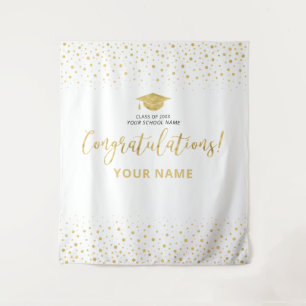 Tapete De Parede Confete Dourado e Branco Formatura Parabéns