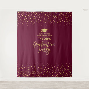 Tapete De Parede Confete Dourado e Burgundy Festa de Formatura