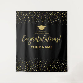 Tapete De Parede Confete Dourado e Preto | Formatura Congratulação
