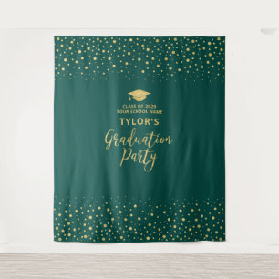 Tapete De Parede Confete Dourado e Verde Fundo de Cena para Festa