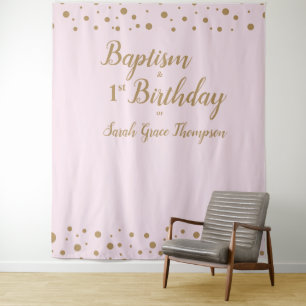 Tapete De Parede Confete Simples Rosa Batizado e 1º aniversário