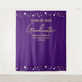 Tapete De Parede Confetes de Ouro Roxo Turma de 2024 formatura
