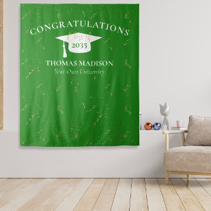 Tapete De Parede Confetes Falsos de Formatura Modernos Verde/Branco