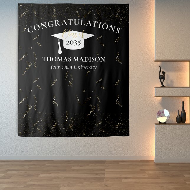 Tapete De Parede Confeti Dourado Falso de Formatura Moderna Preto/B (Criador carregado)