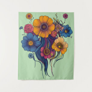 Tapete De Parede Conjunto artístico de belas flores