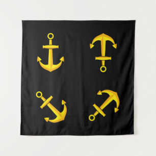 Tapete De Parede Conjunto de Âncora de Barco Dourado de Desenho Ani