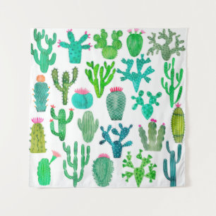 Tapete De Parede Conjunto de cactos de aquarelas, cactos flor ilust