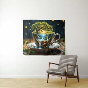 Tapete De Parede Conjunto de chá surreal decoração de cozinha arte