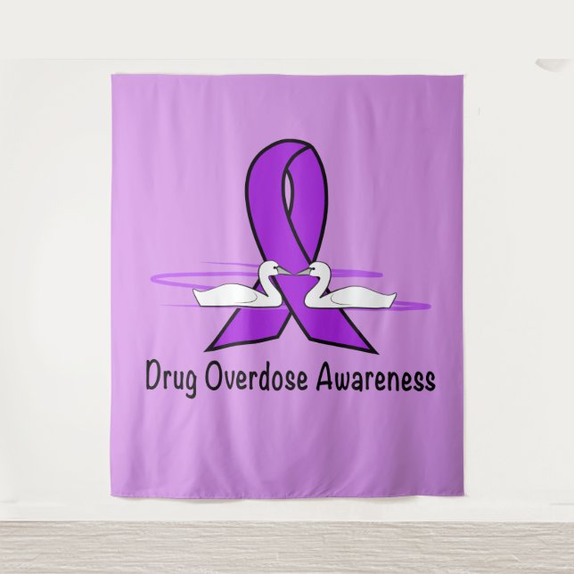 Tapete De Parede Consciência da overdose de droga com cisnes e fita (Frente)