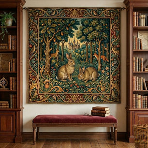 Tapete De Parede Conto de Fadas Coelho Floresta Estilo Medieval