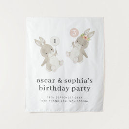 Tapete De Parede Convite de Aniversário Conjunto Menino Menina Bunn