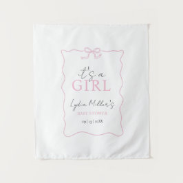 Tapete De Parede Convite de Chuvade de Bebê com Laço Rosa, Convite 