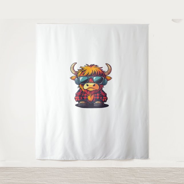 Tapete De Parede Coquette Highland Cow Bubblegum Tshirt Design, Hol (Frente)