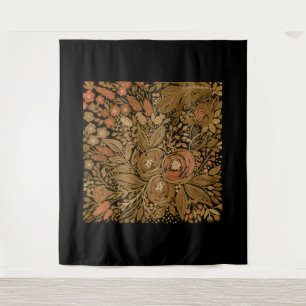 Tapete De Parede cor d'água preta padrão floral castanho preto, cas
