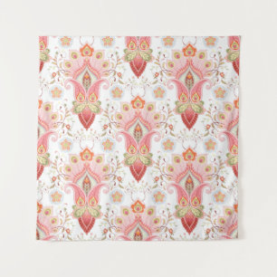Tapete De Parede Cor damasco floral oriental com paisley e pe