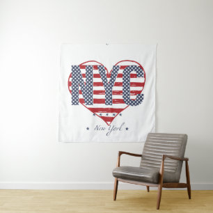 Tapete De Parede Coração da bandeira americana de NYC