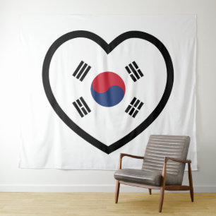 Tapete De Parede Coração da Bandeira da Coreia do Sul