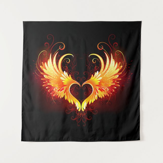 Tapete De Parede Coração do Anjo Fogo com Asas (Frente (Horizontal))